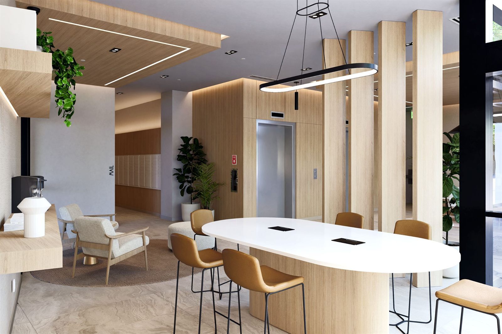 Modern clubhouse lobby